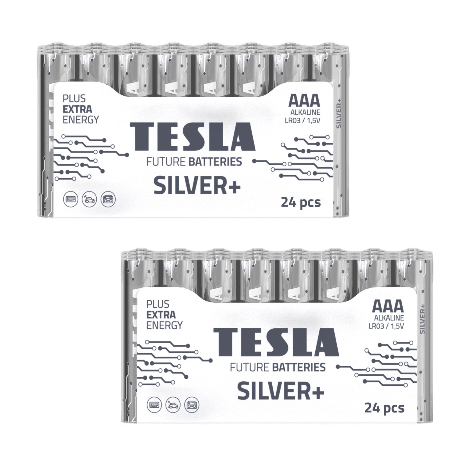 Tesla Silver+ AAA Alkaline Batteries (48 pcs)-0